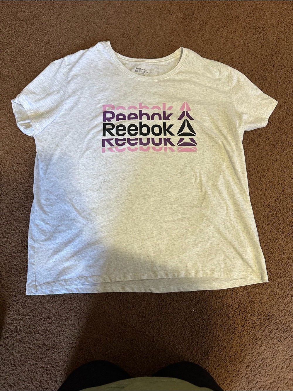 Reebok White Short Sleeve Tee with Pink and Black Logo